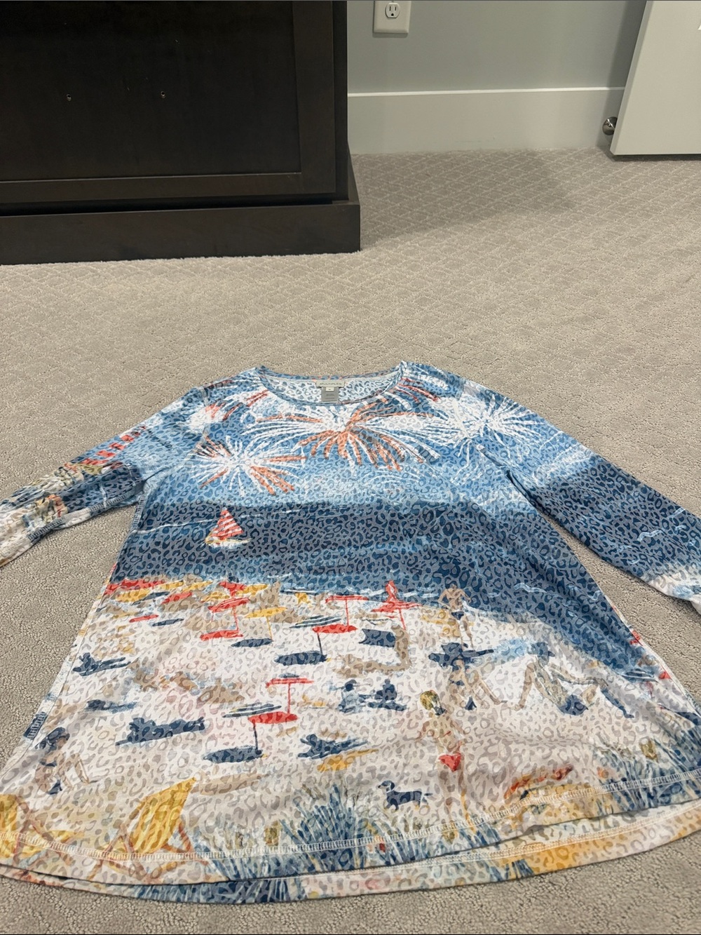 Multiples Blue Multicolor Printed Long Sleeve Tunic